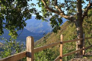 Vista dal maso Pflanzerhof verso Merano, Lagundo e la Val Venosta