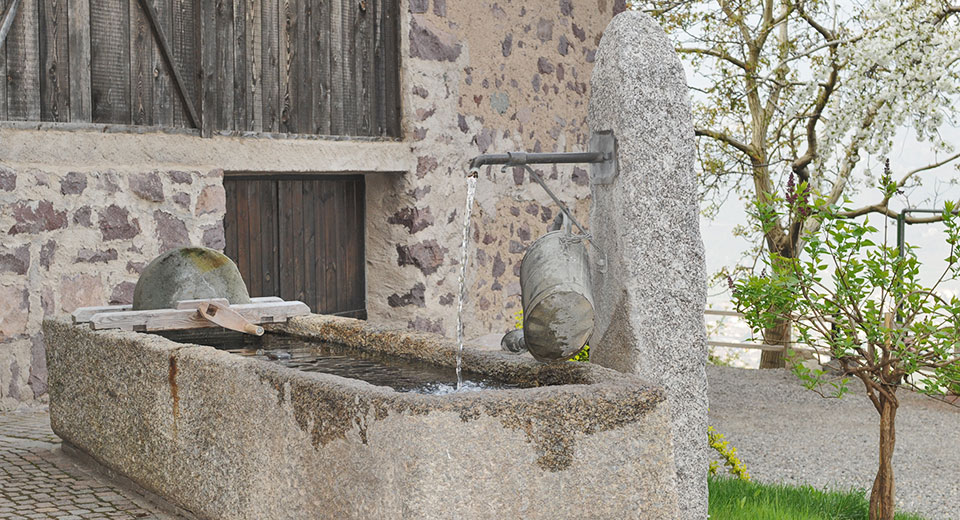 Inmitten von Weinbergen und Obstwiesen der Pflanzer Hof in Burgstall bei Meran